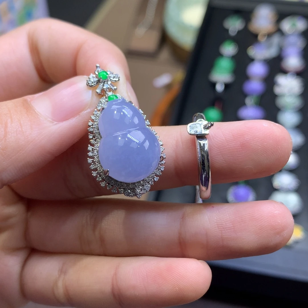 翡翠18K金镶嵌颈饰翡翠（两用款）