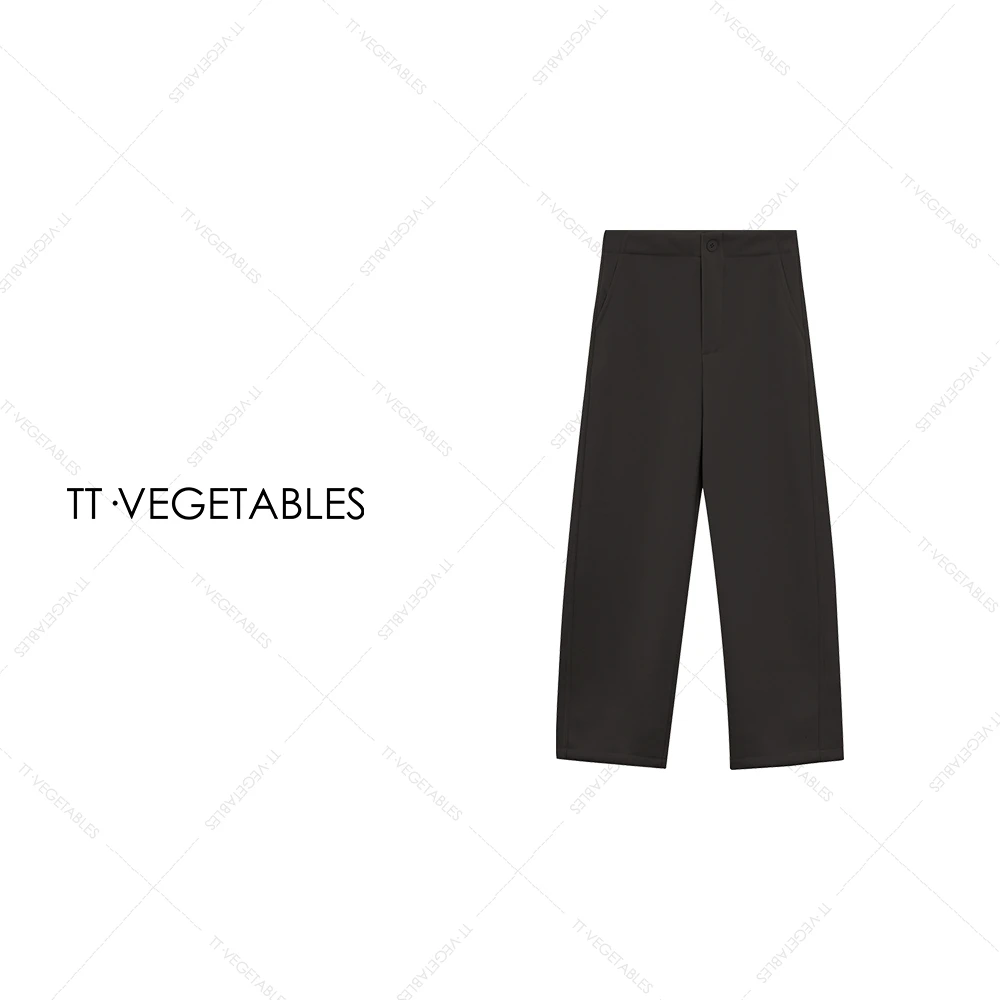 噢芬/小个子 【杉悠】 绵羊毛纯色高腰长裤休闲裤直筒裤522563