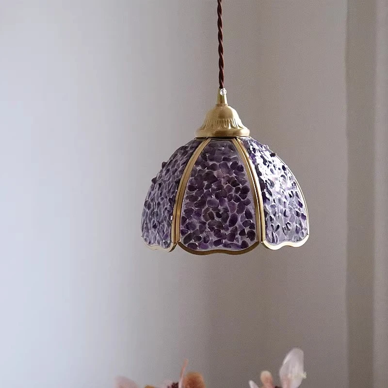 法式轻奢全铜水晶玛瑙吊灯卧室床头衣帽间阳台走廊过道创意小吊灯