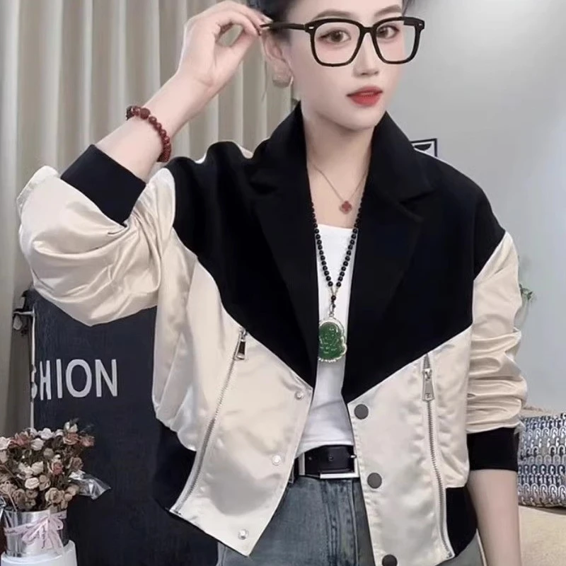 棒球服短款外套女2025春秋新款美式覆古时尚百搭刺绣拼接夹克上衣