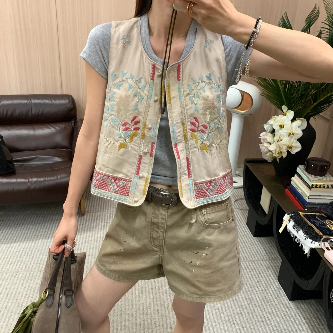 ByJunjun【西双版纳】重工刺绣定制亚麻马甲民族风马夹