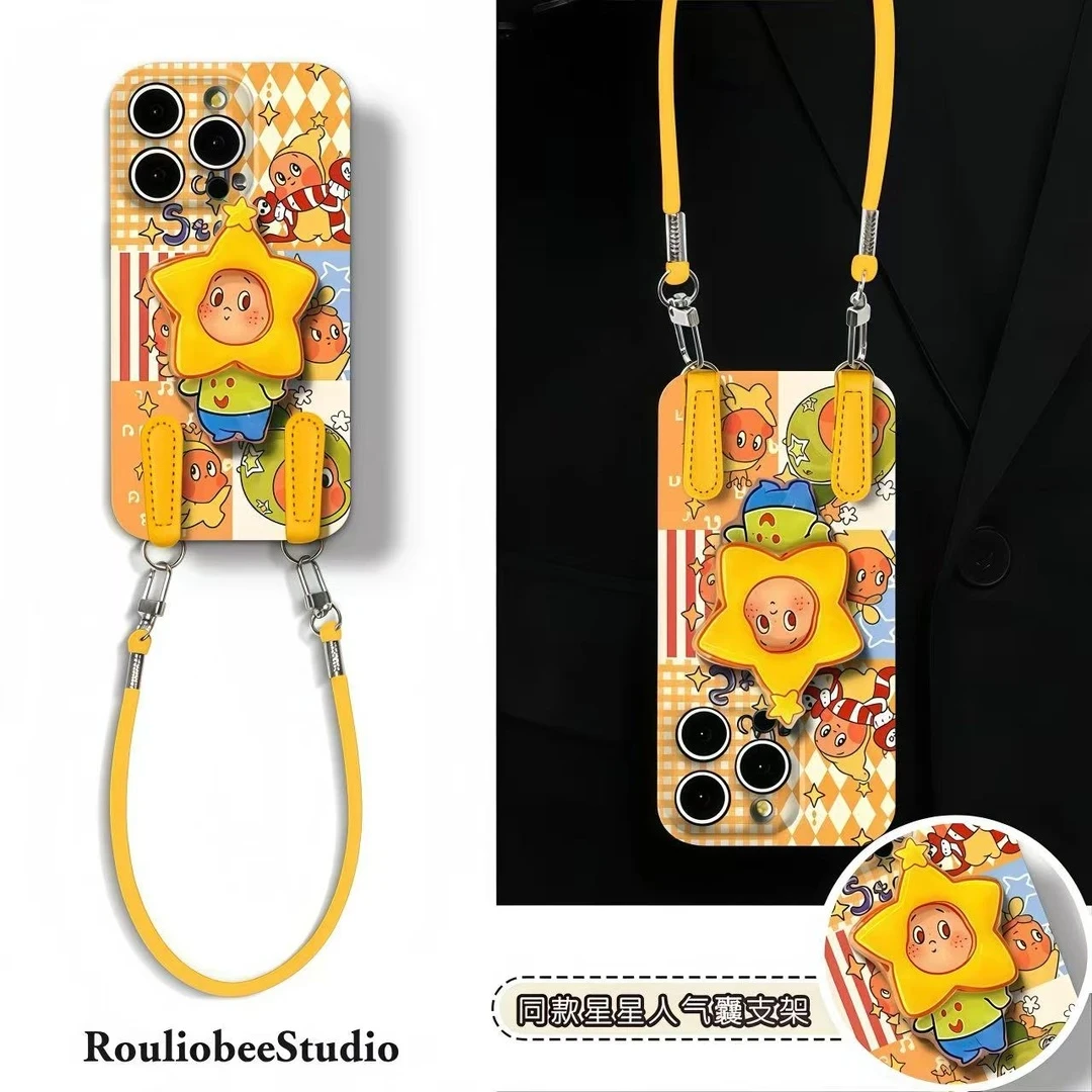 星星气囊支架适用苹果16手机壳iPhone15小米15vivoppo华为p80可爱