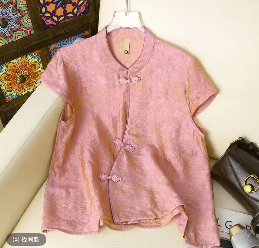 （清雅）新中式短袖女时尚显瘦夏季新款百搭洋气