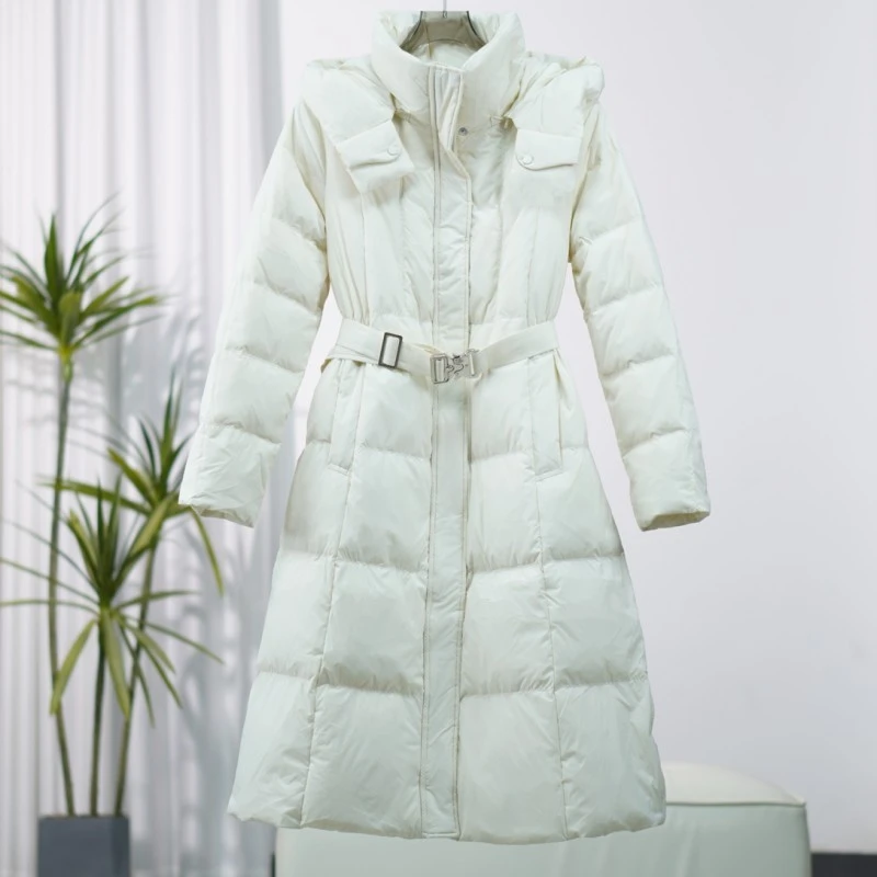 朗S系列  F075  女装秋冬保暖长款连帽羽绒服杏仁米8Q523Y241