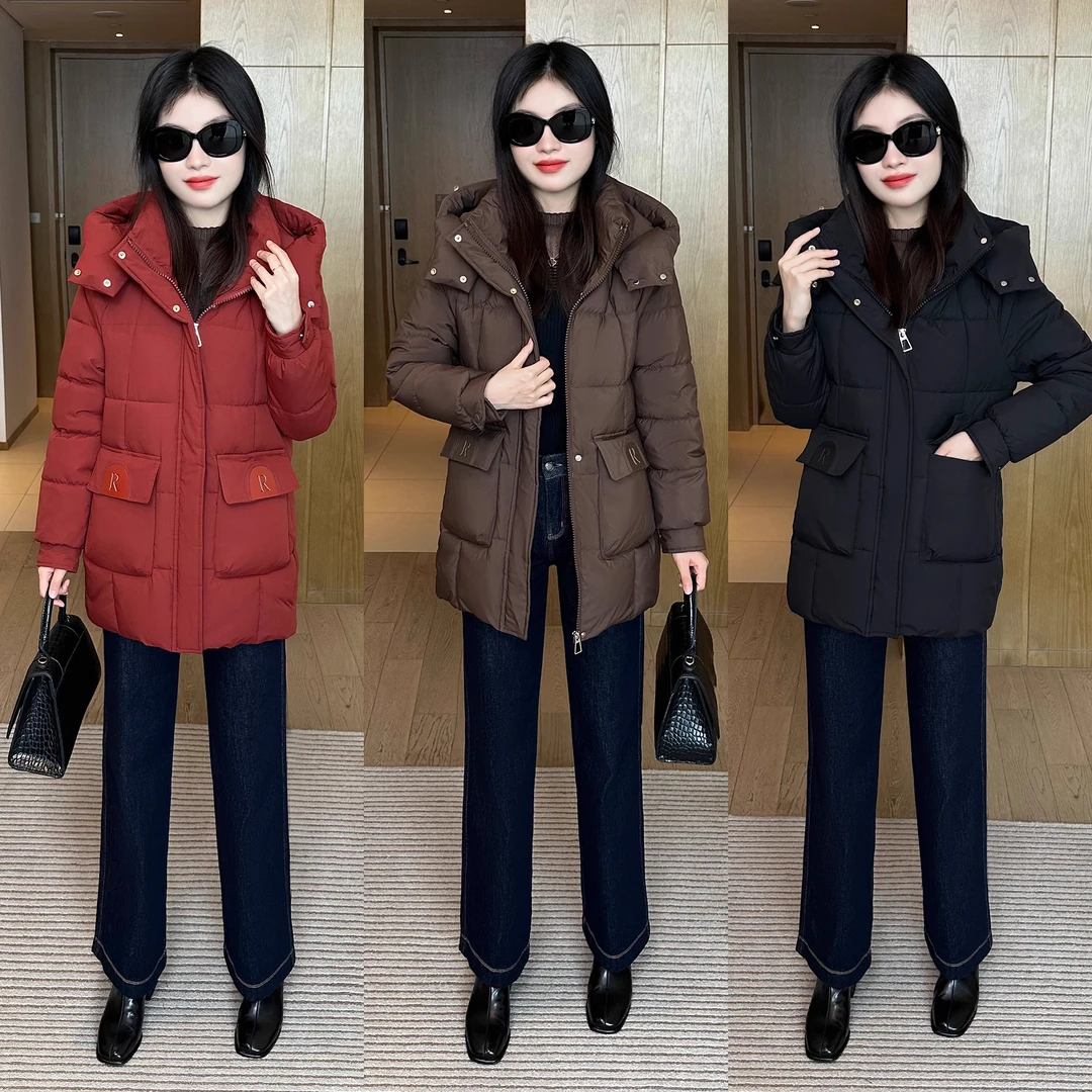 中长款羽绒棉服女冬季新款洋气宽松显瘦加厚防风保暖连帽棉衣外套