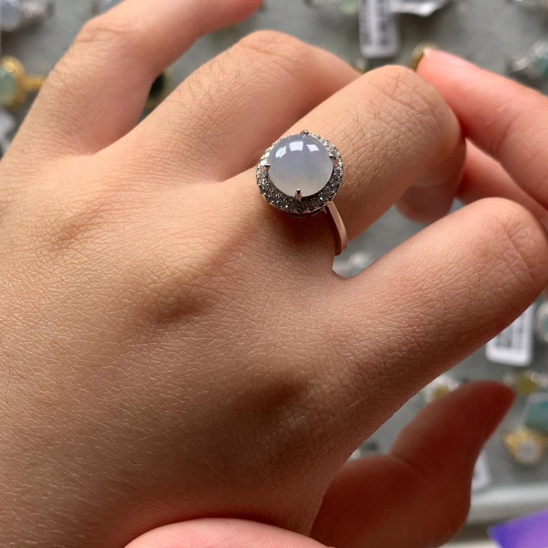 翡翠银S925镶嵌戒指戒指