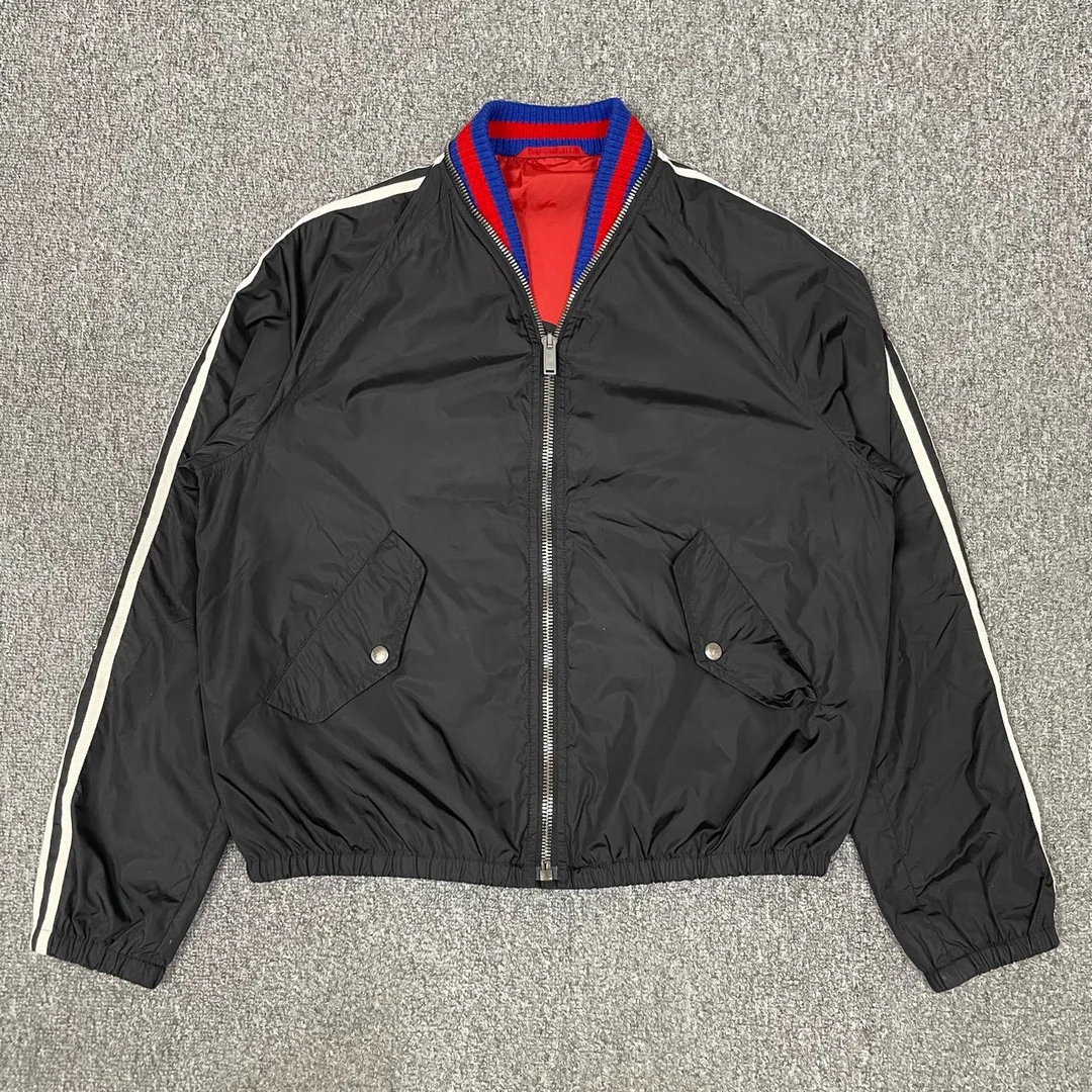 99新 GUCCI/古驰 12271286 黑色尼龙拉链外套 46码