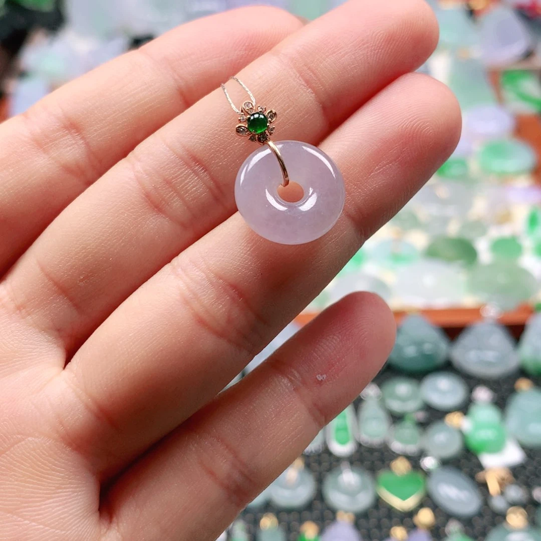 翡翠18K金镶嵌吊坠(不含链)