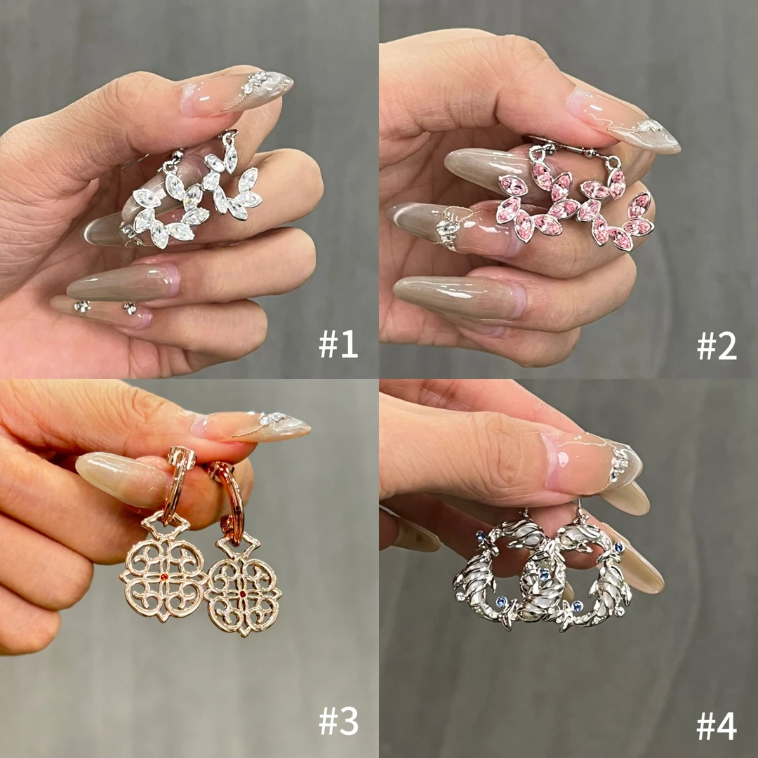 锌合金合成锆石耳饰 镶嵌锆石气质精美轻奢小众精致百搭锌合金