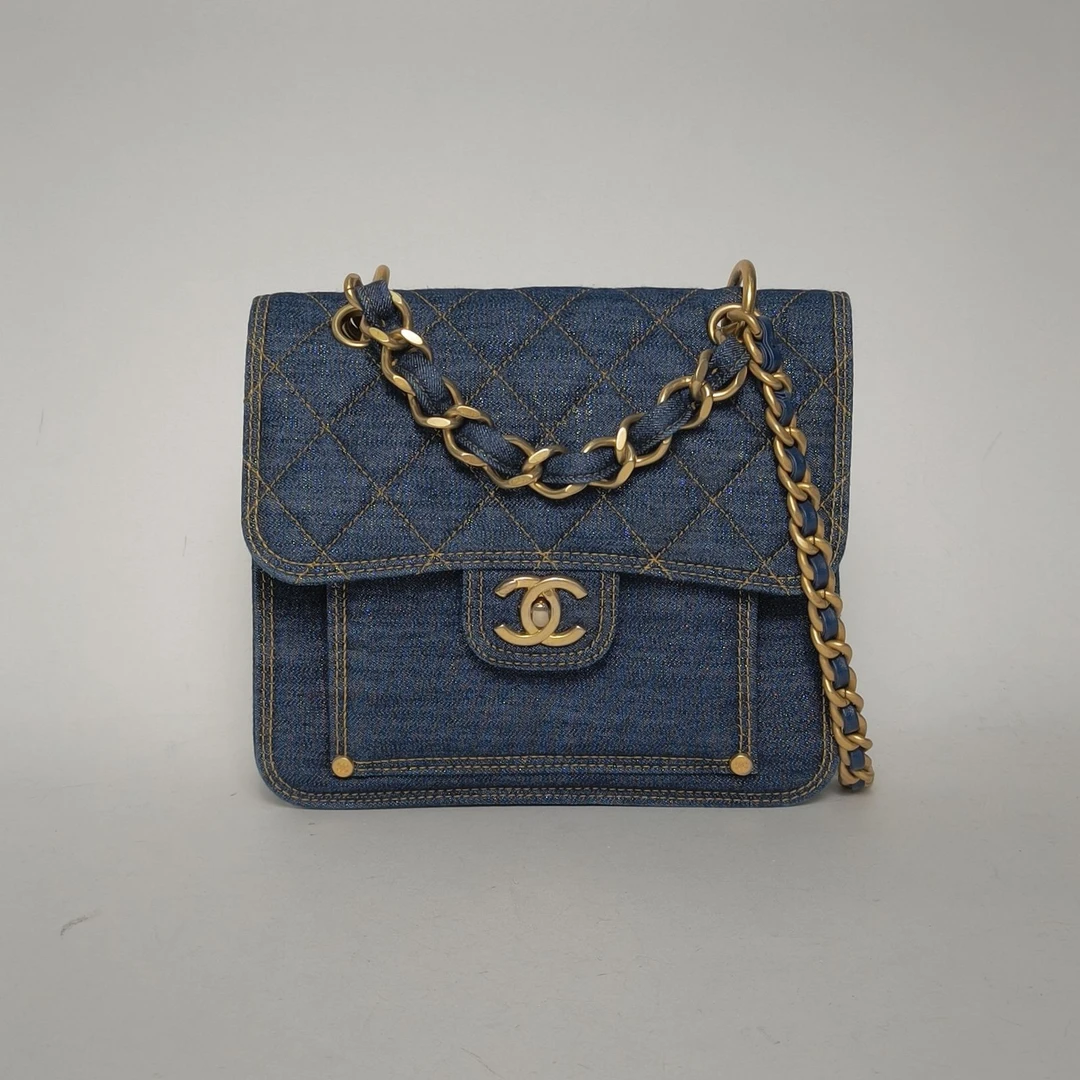 95新 Chanel/香奈儿 【双双】23S 手柄邮差包 22牛仔 芯片开