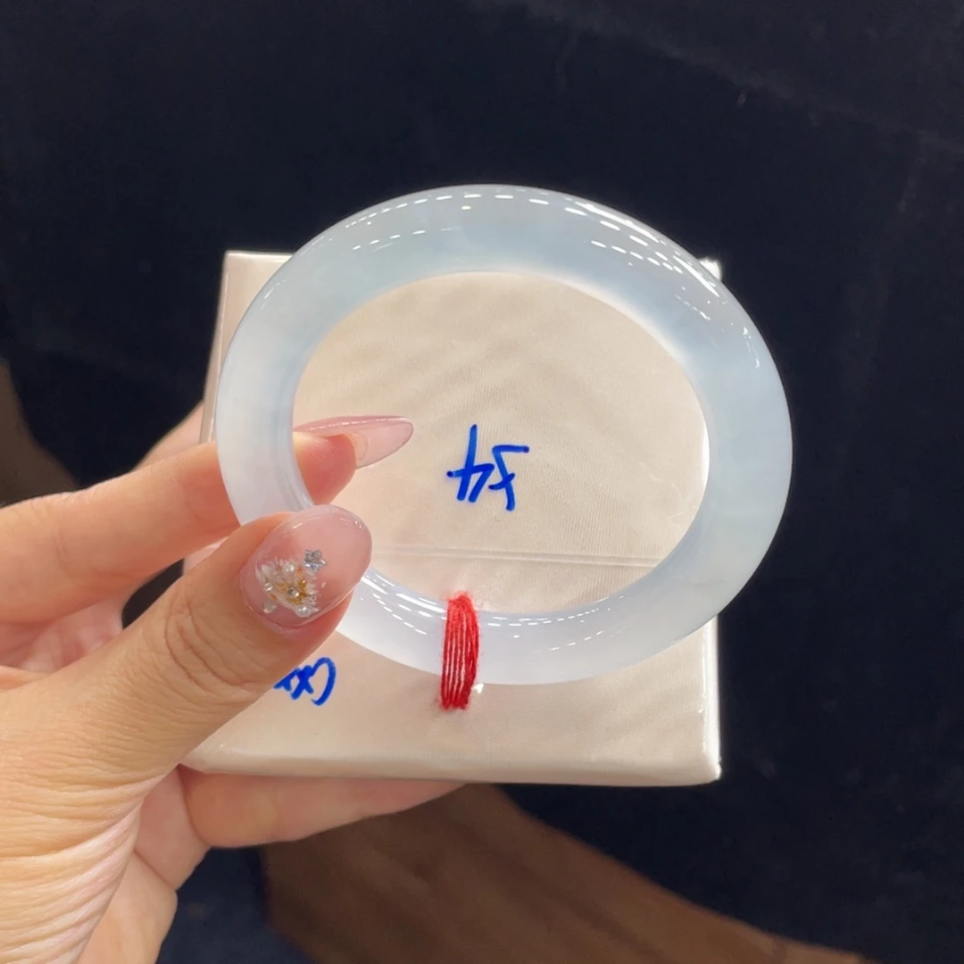 翡翠未镶嵌手镯16号 54圆条冰月光