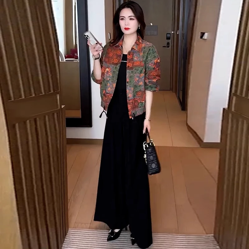 时尚印花短外套女2025春季新款洋气宽松显瘦小个子休闲夹克上衣潮