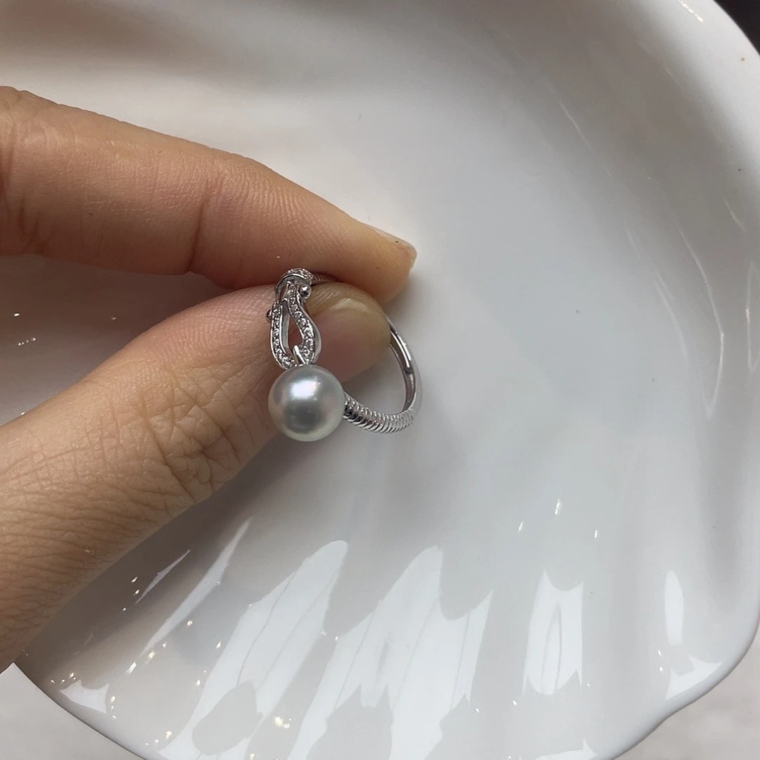 银S925镶嵌海水珍珠戒指