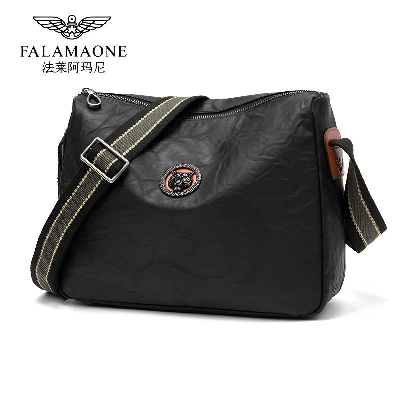 法莱阿玛尼单肩包男士斜挎包休闲时尚小背包百搭防水轻便男士包