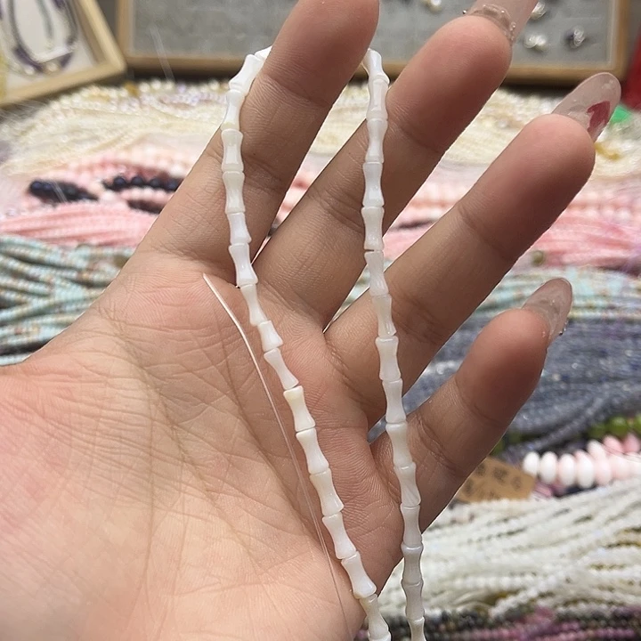 玛瑙/玉髓珠宝半成品未镶嵌一条4/8mm左右白贝竹节