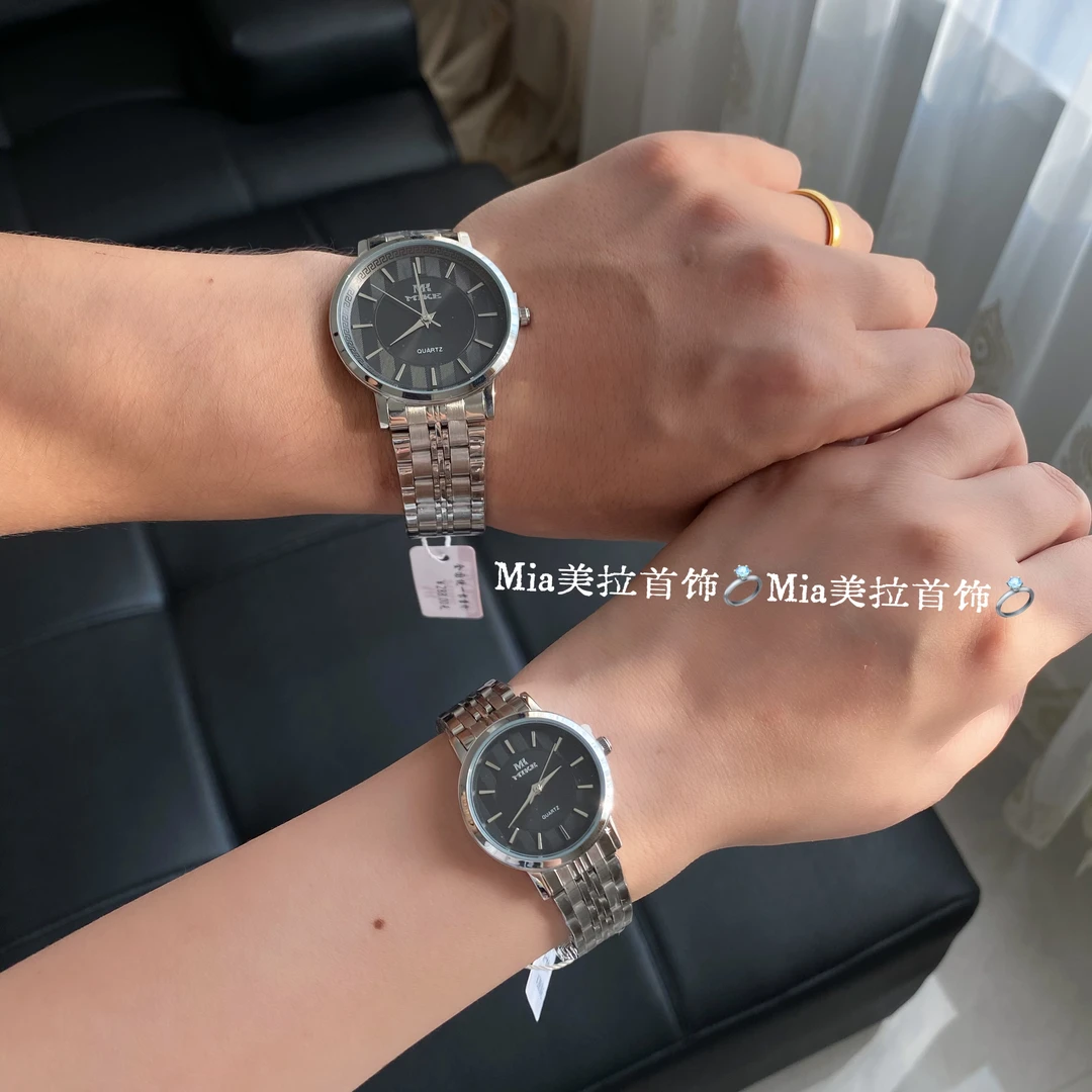 轻奢情侣贝母盘钢带手表小众高级感设计腕表时尚石英表简约百搭
