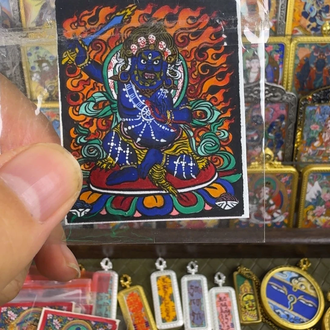 吊坠纯手绘不动明王唐卡