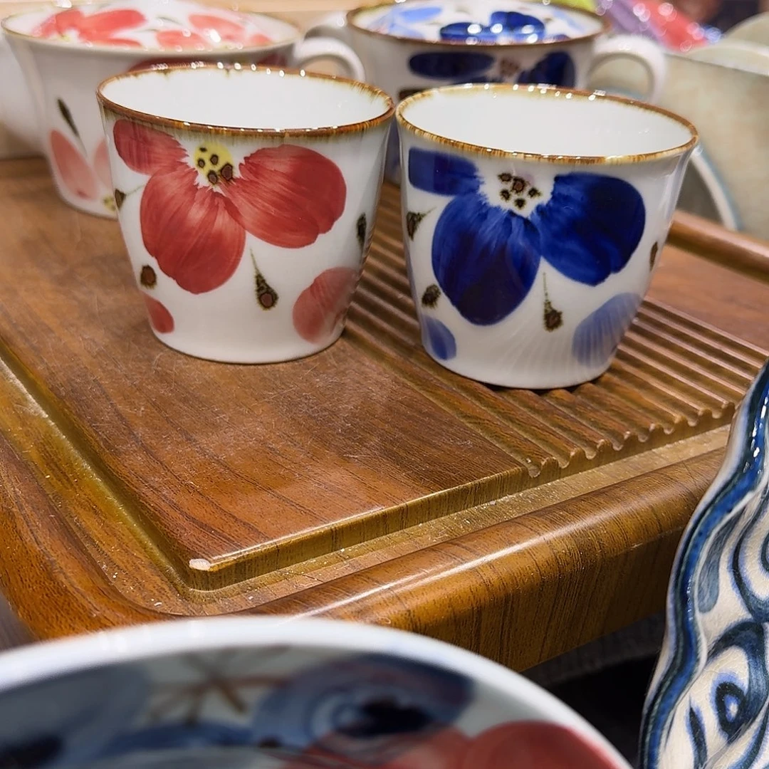 陶瓷翔芳手画汤吞杯2只装