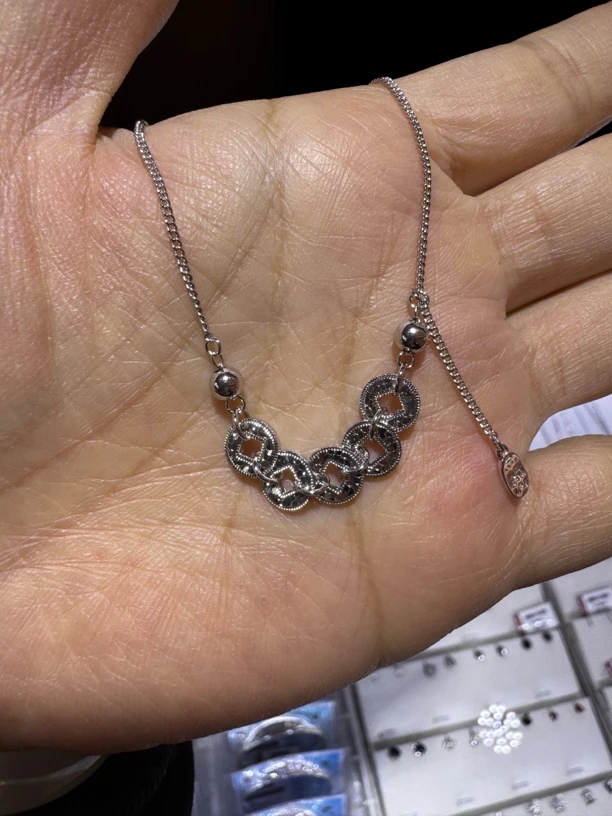 925银银制品 纯银925 钱多多碎冰冰项链