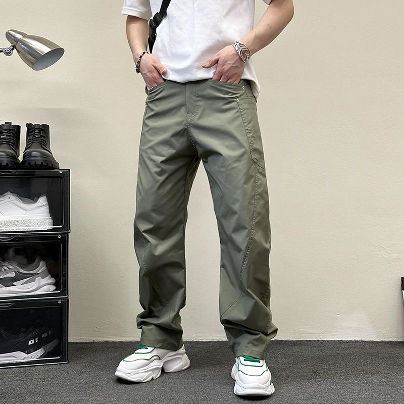 DIIIVERGOM春夏设计感休闲裤男薄款镰刀弯刀裤痞帅街头宽松直筒阔