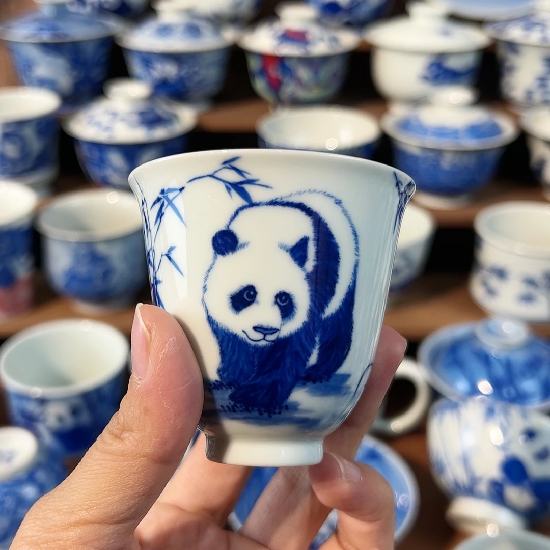 泥藝瓷梦熊猫闻香杯