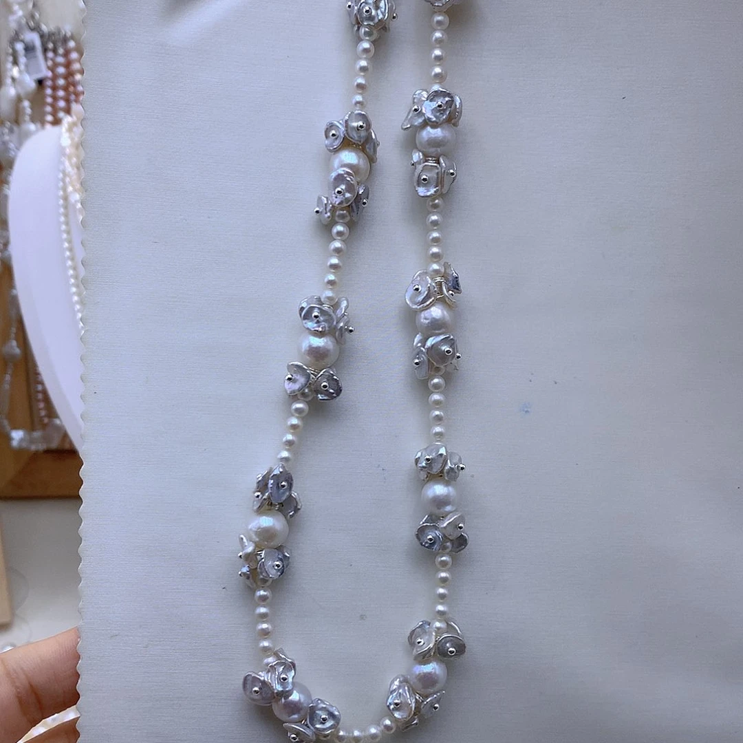 淡水珍珠银S925镶嵌颈饰