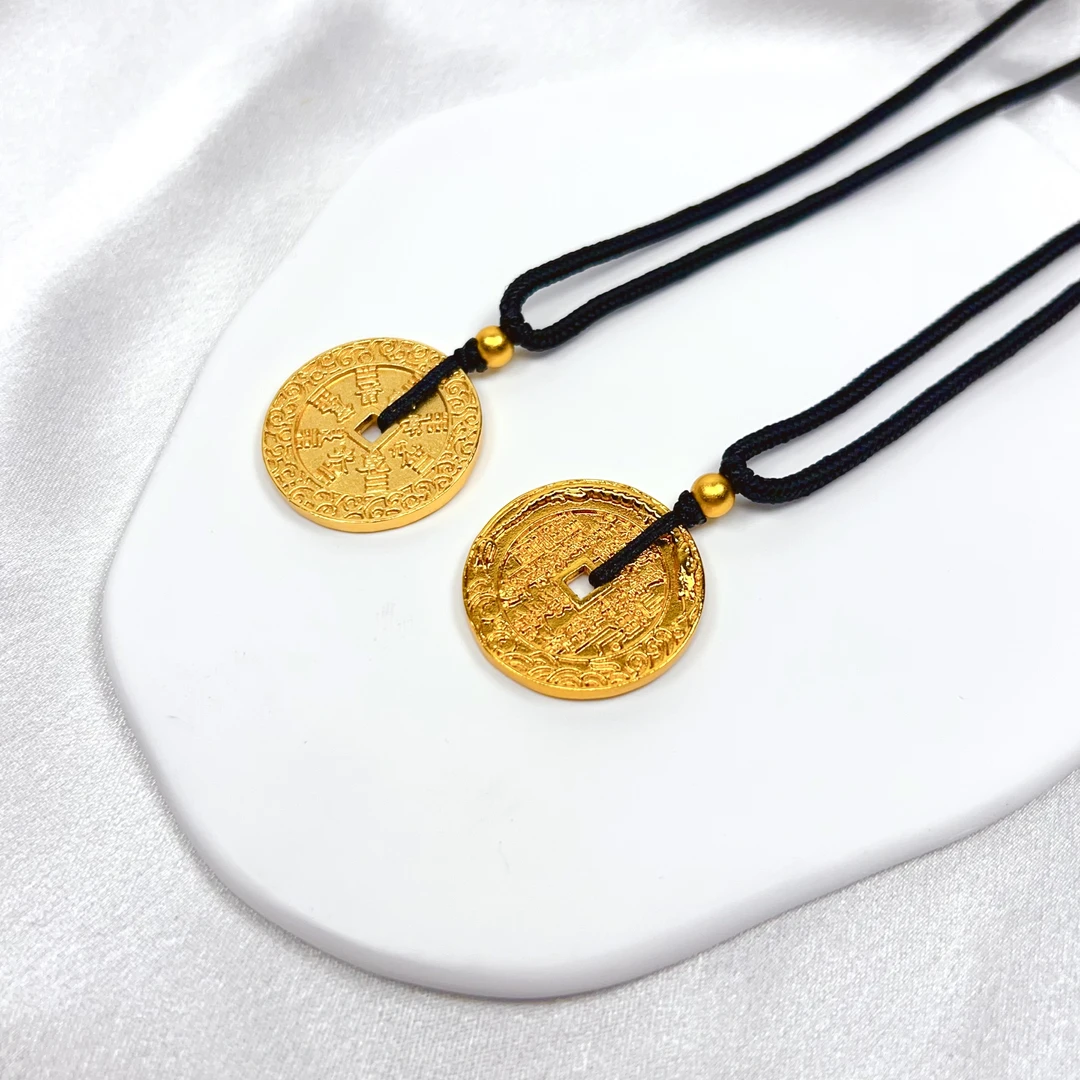 合金吊坠 山鬼九宫八卦花钱罗盘护身双面立体情侣款