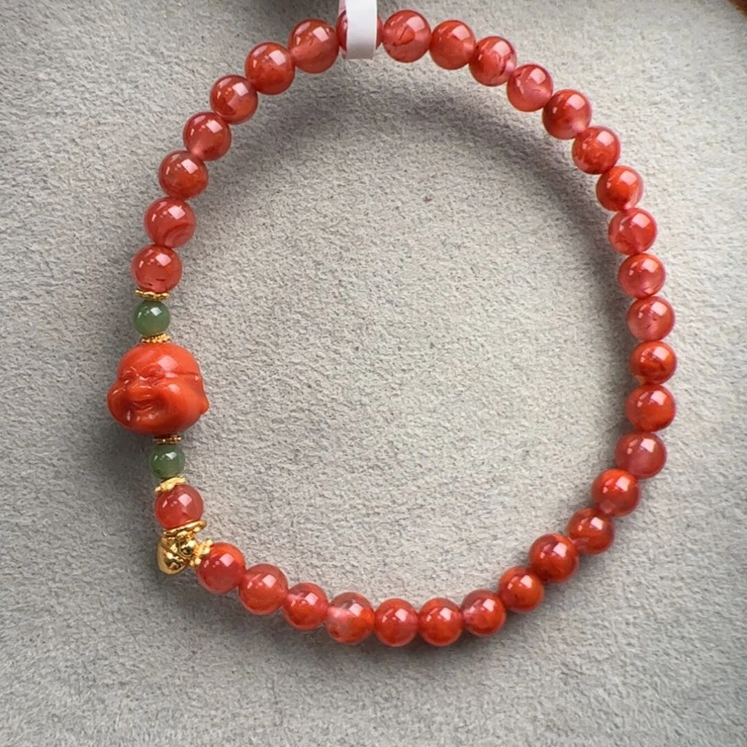 南红玛瑙银S925镶嵌（手串5+）