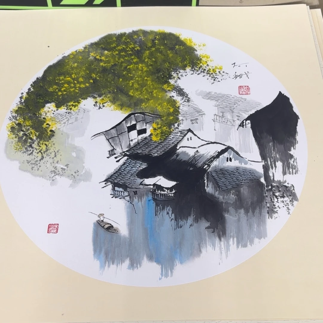 国画阿铁卡纸山水