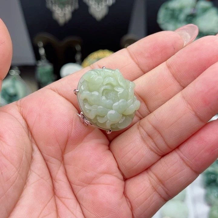 端***事和田玉银S925镶嵌戒指