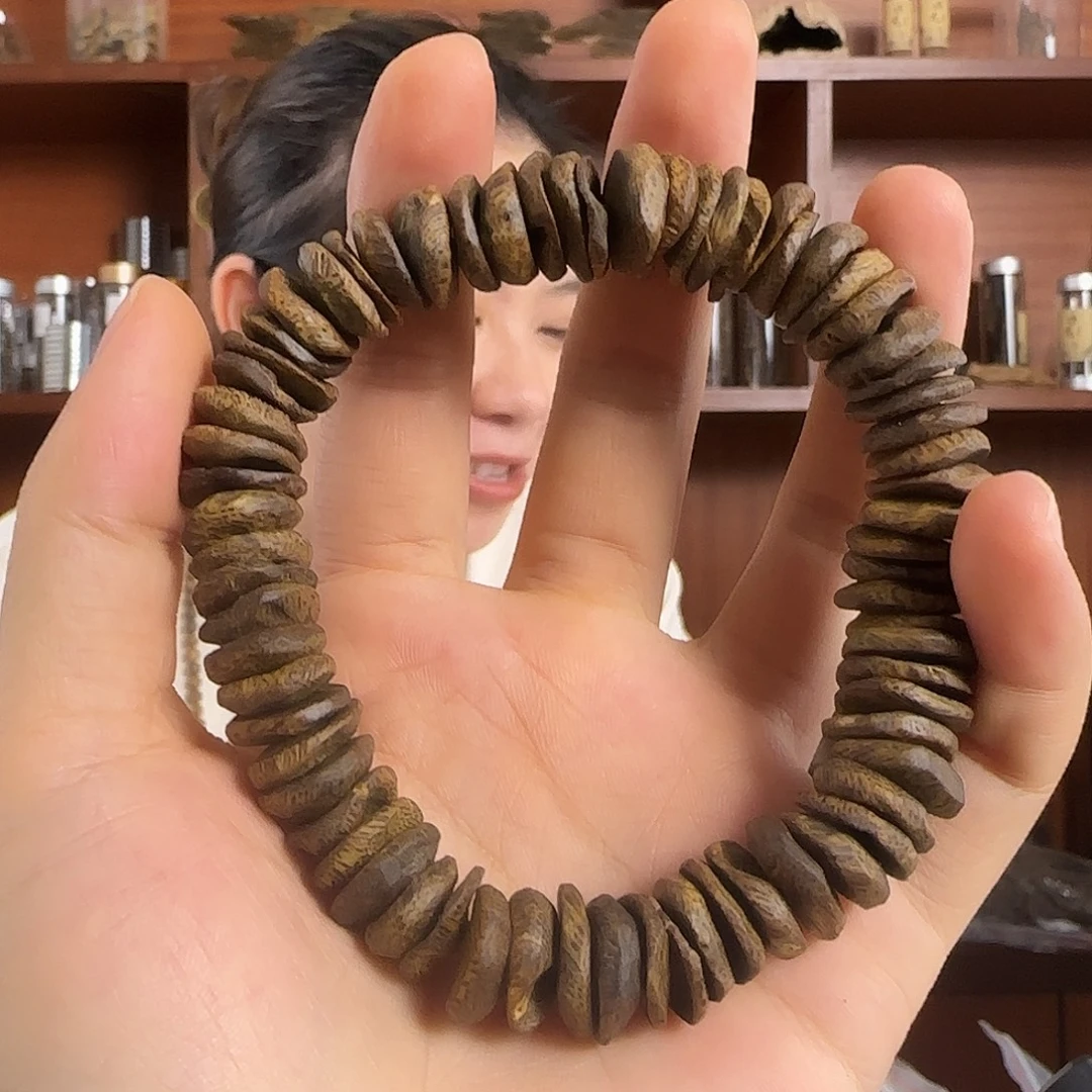手串沉香奇楠沉香乌身沉水随形壳子单圈手串一条20.8g