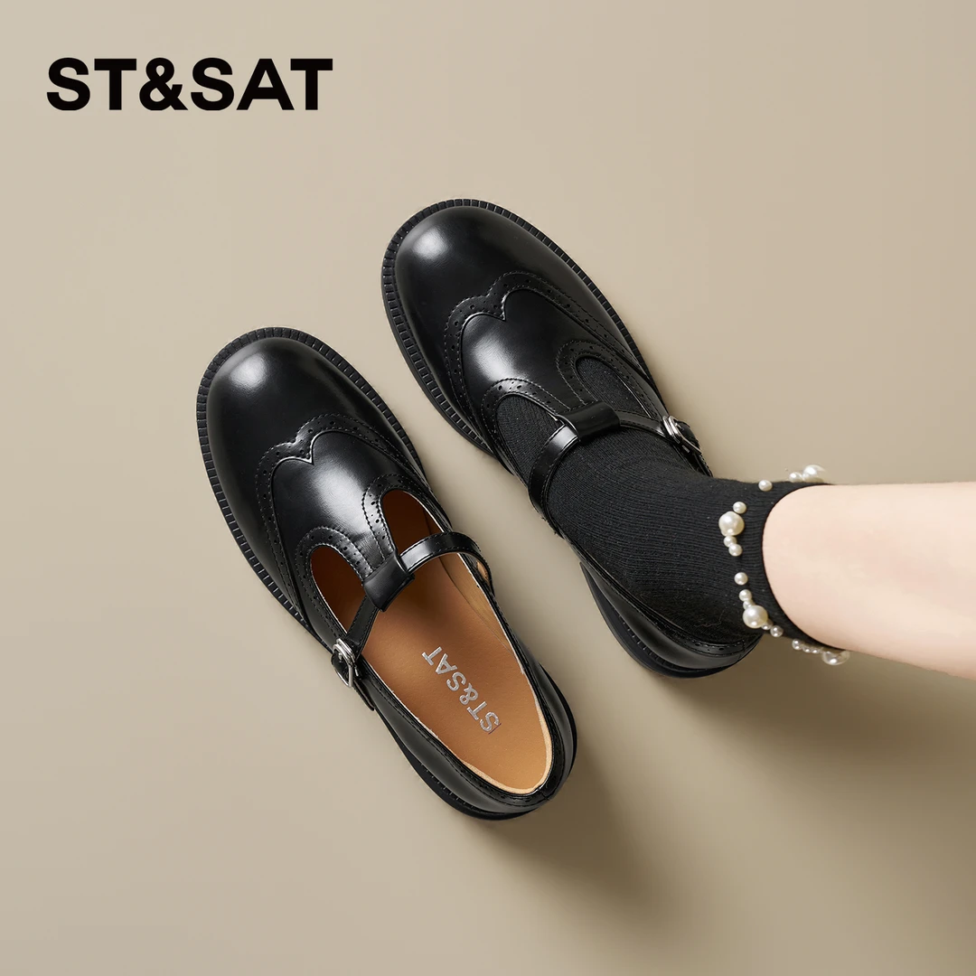 星期六法式玛丽珍鞋女2026年春新款复古百搭通勤T字带舒适小皮鞋