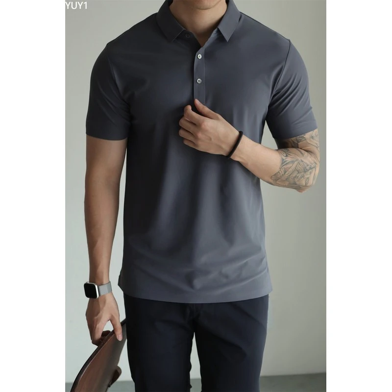 YUY1无痕凉感珠地POLO衫短袖T恤翻领冰丝翻领男士休闲商务春夏