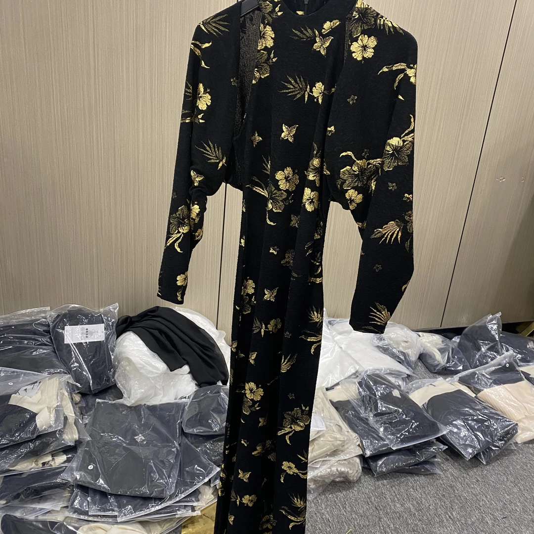 【JY】春季清仓秋冬下摆设计短款减龄长袖连衣裙时尚