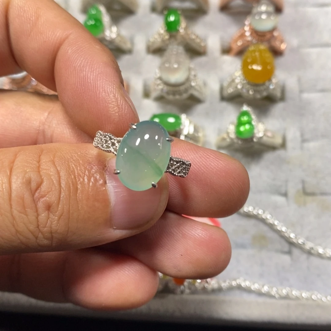 翡翠银S925镶嵌戒指