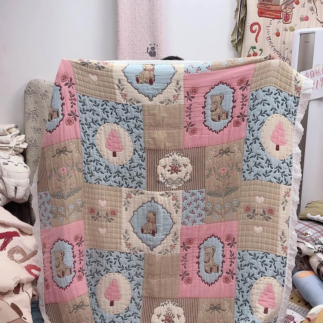 棉1.5/2粉色小熊泡芙被