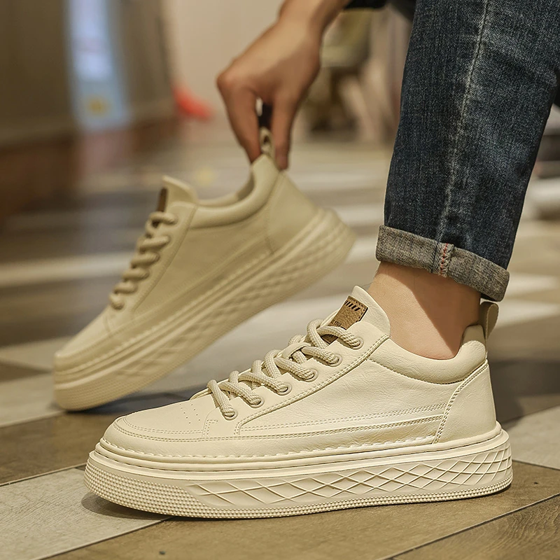 男鞋2025春秋新款小白鞋男厚底休闲鞋潮流百搭板鞋轻奢舒适运动鞋