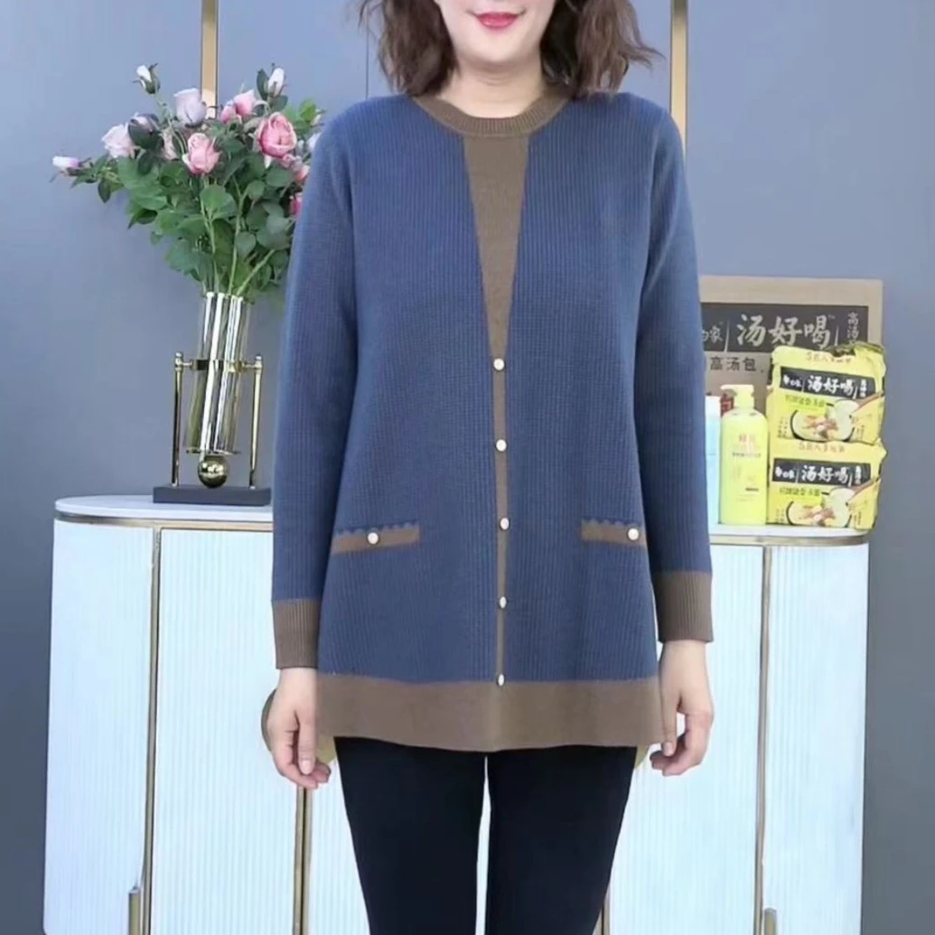 依薇欧韩版长袖针织衫毛衣宽松百搭气质长袖圆领QD242