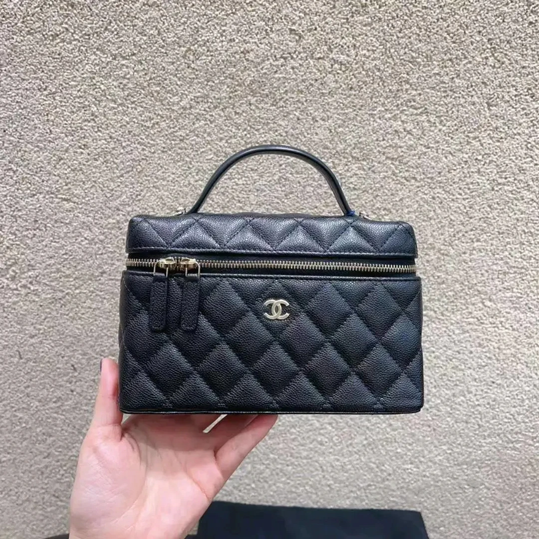 99新 Chanel/香奈儿 Chanel 黑金荔枝纹大菱格纹 LP饭盒包芯片