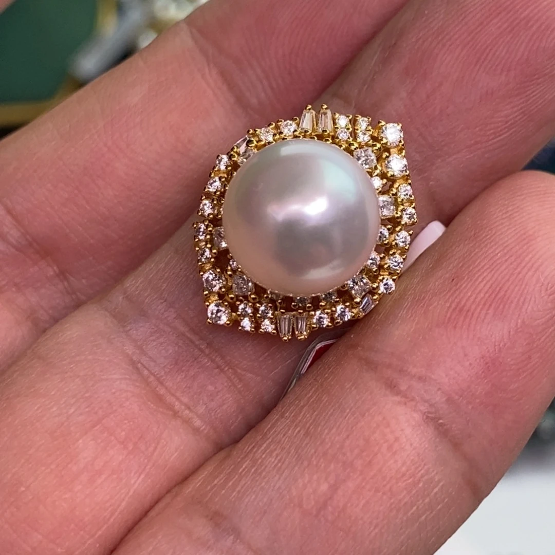 银S925镶嵌戒指海水珍珠