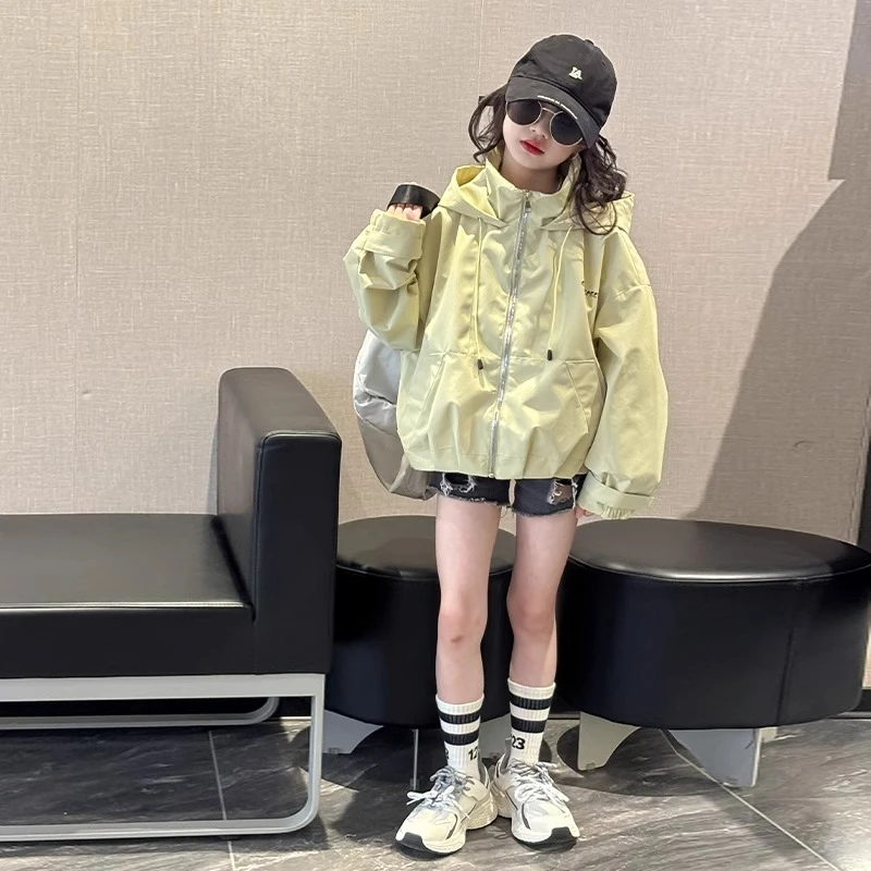 女童春装外套2025新款洋气时髦短款上衣女孩春秋中大童儿童夹克衫