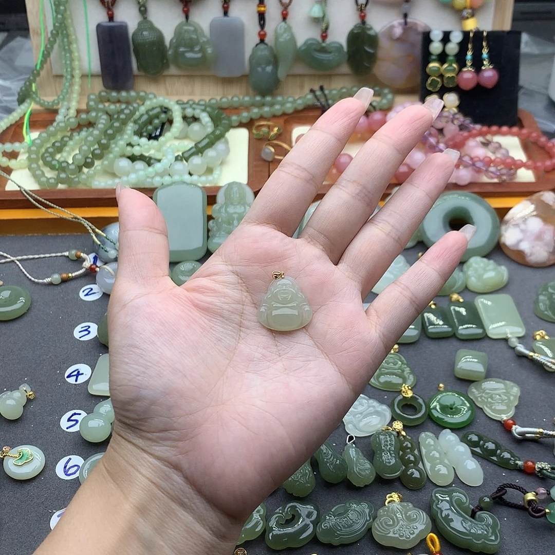 吊坠(不含链)18K金镶嵌和田玉