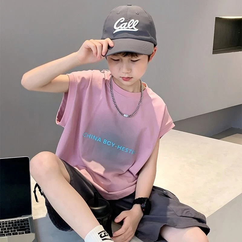 儿童夏款冰瓷棉背心无袖坎肩夏季宽松中大童帅气上衣