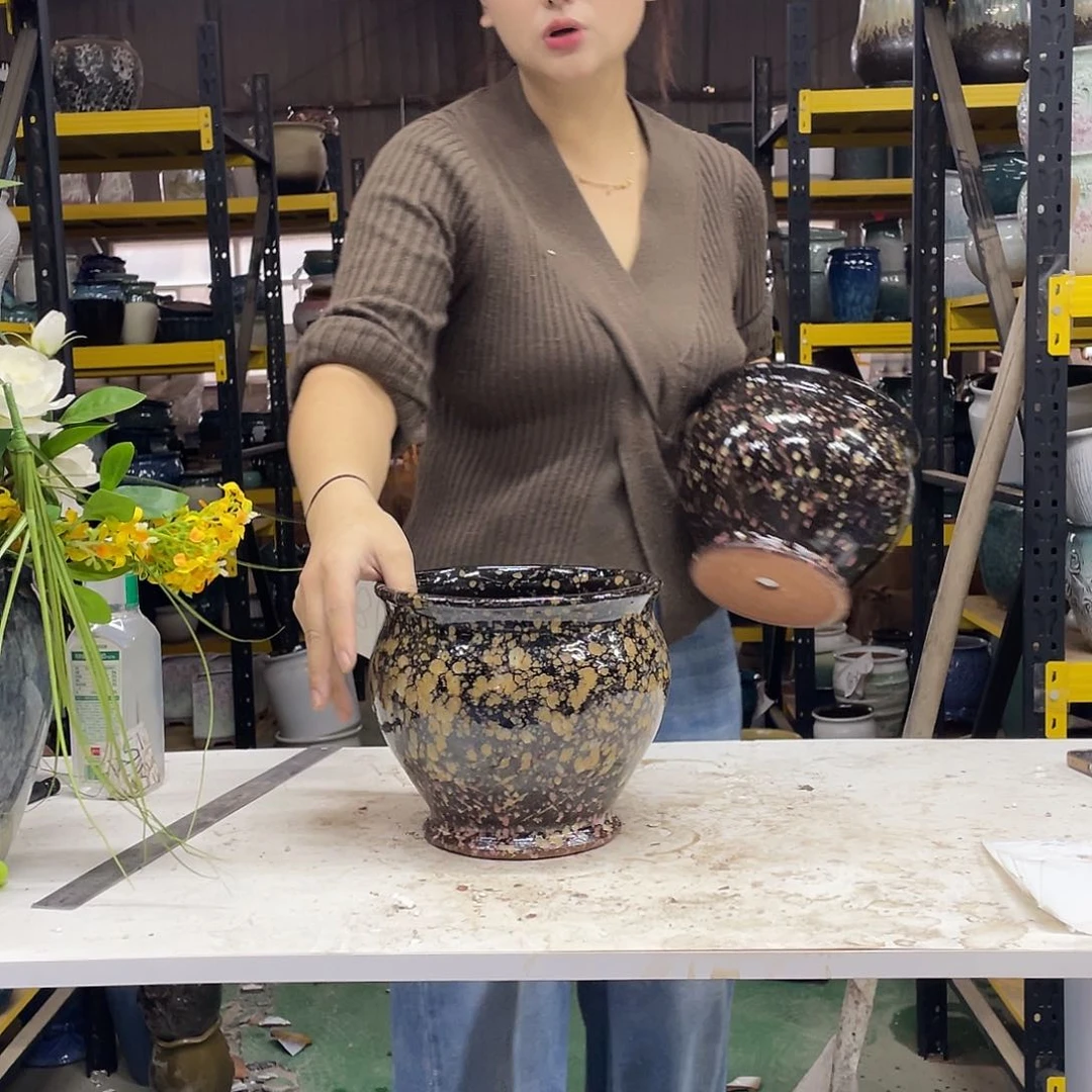 宜兴紫砂粗陶花盆