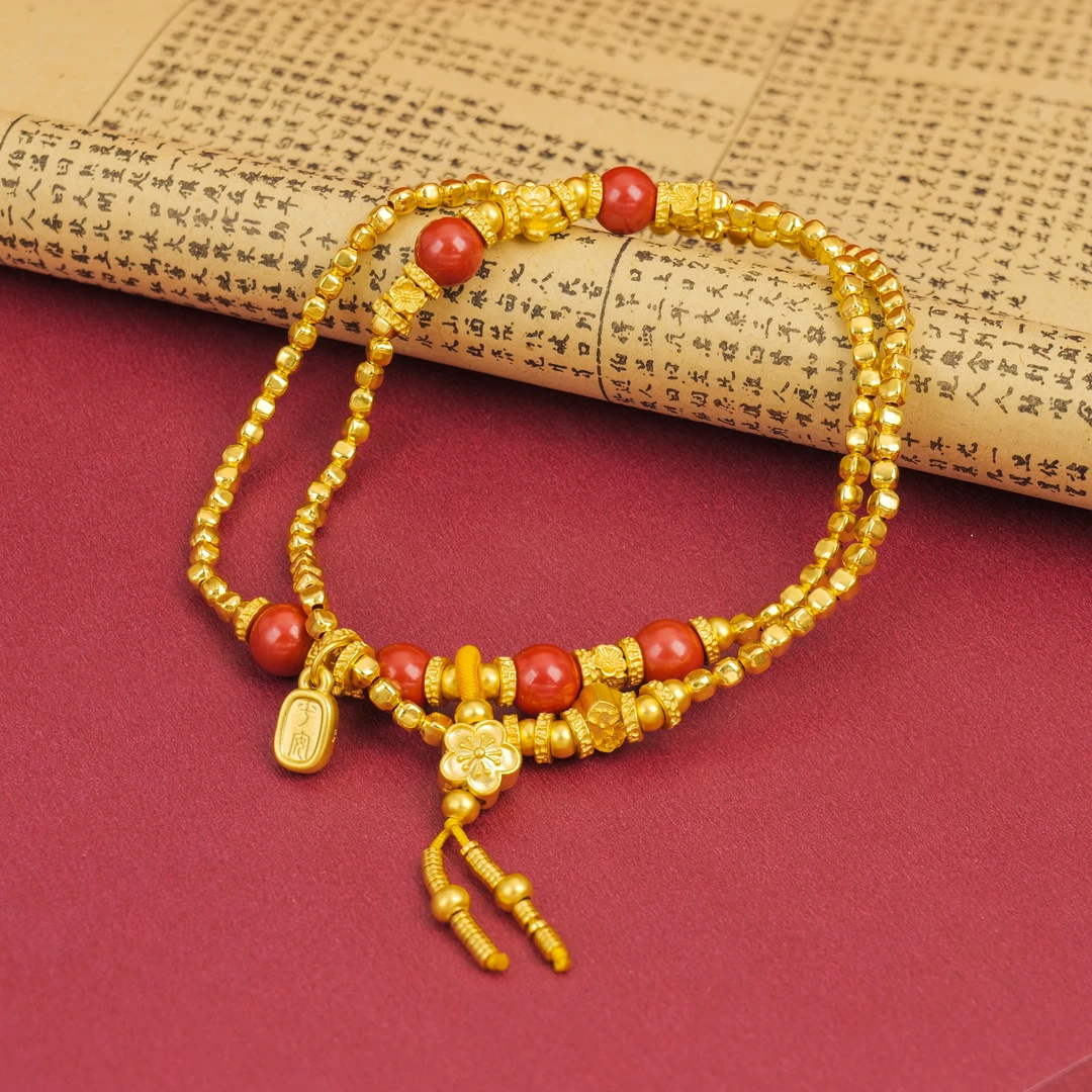 足银手链 紫金砂小方珠两用手串（JO百搭)