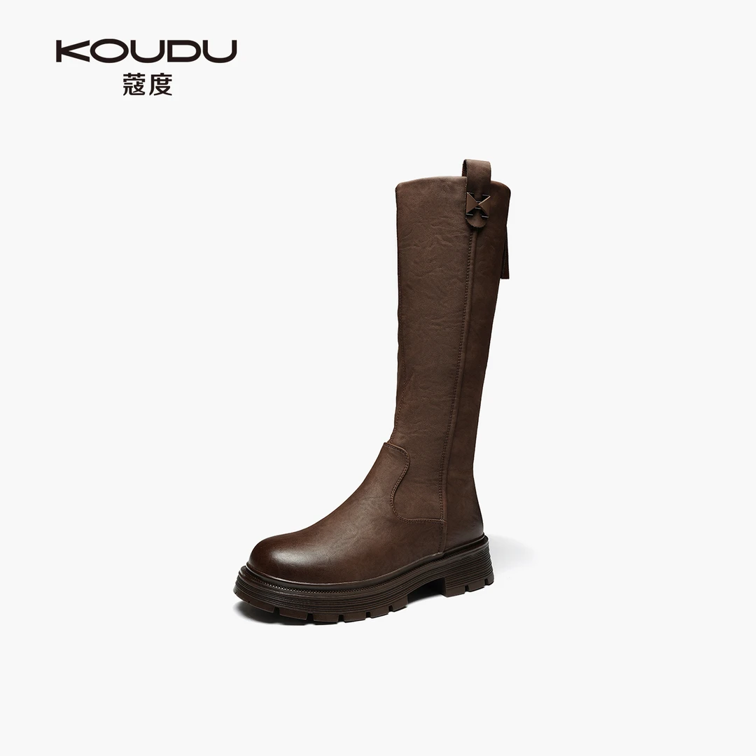 KOUDU/蔻度时装靴短筒烟筒靴时装长筒女鞋过膝厚底女靴3365
