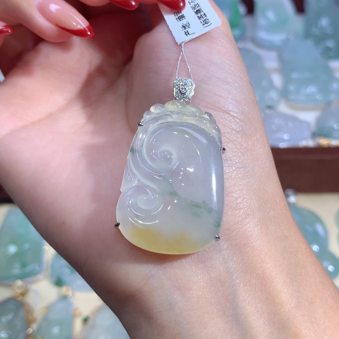 吊坠(不含链)18K金镶嵌翡翠