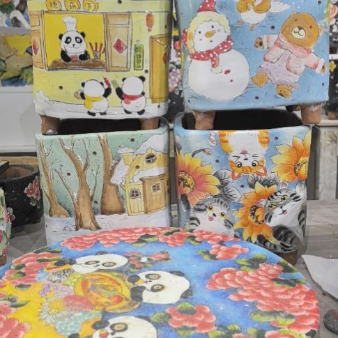 红泥花盆甜*野景德镇陶瓷