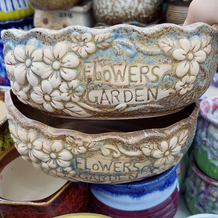 多肉绿植陶瓷花盆9.9包邮，有孔