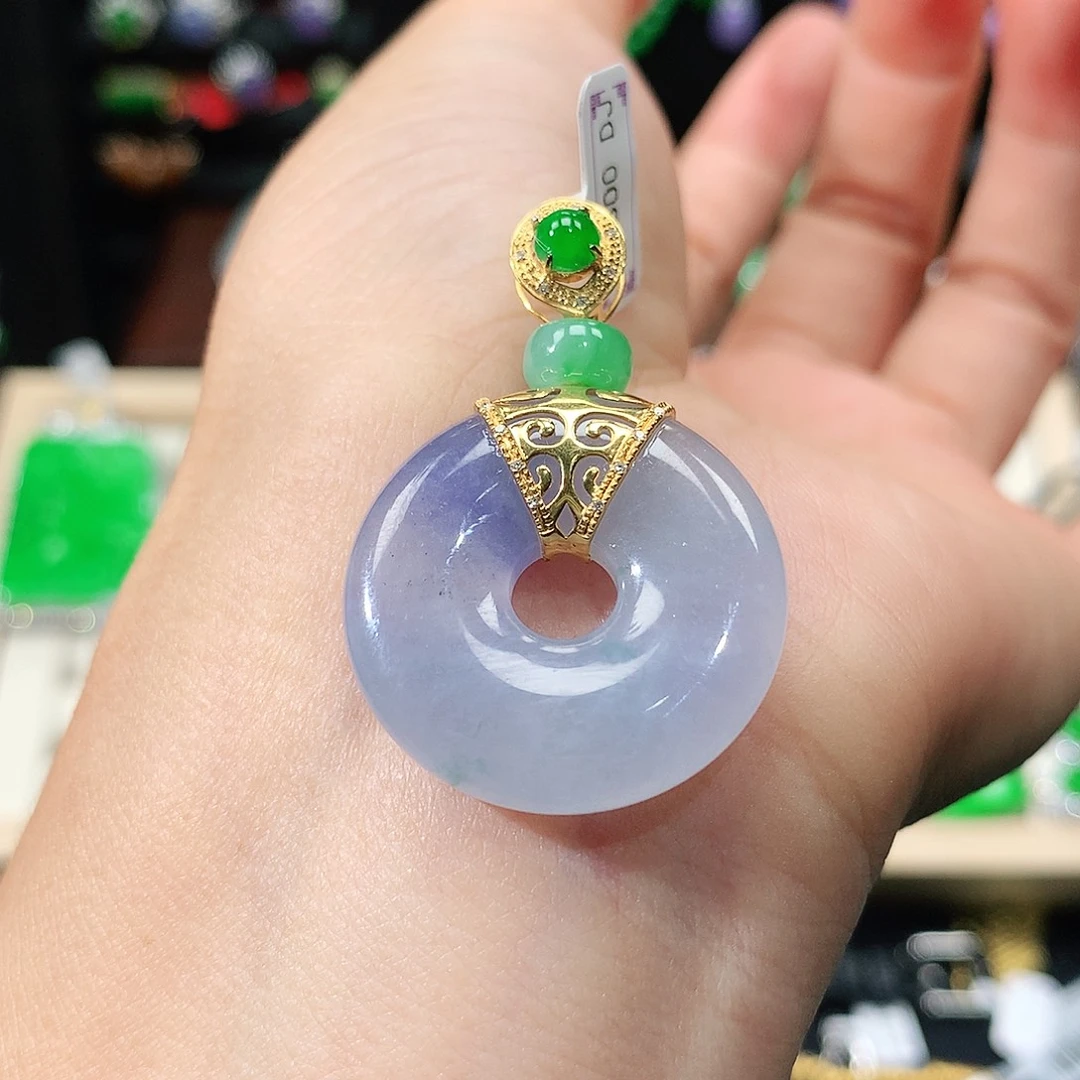 翡翠18K金镶嵌吊坠(不含链)